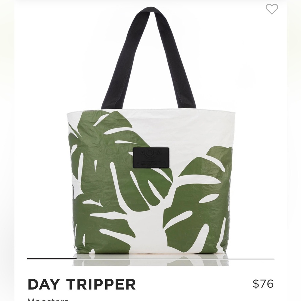 ALOHA COLLECTION DAY TRIPPER TOTE BAG in Monsterra Green NWT